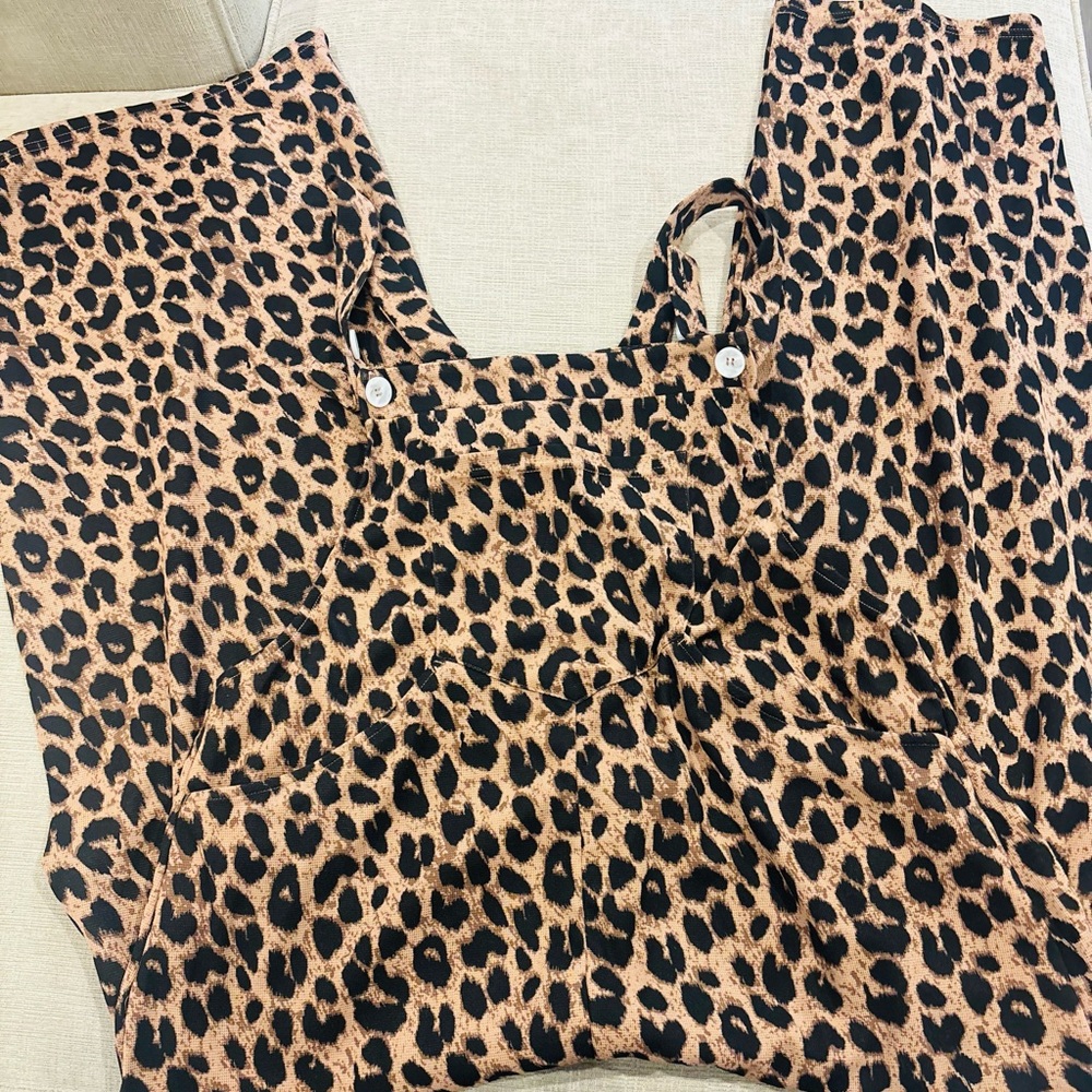 Leopard Print Overall pants- Tan and Black